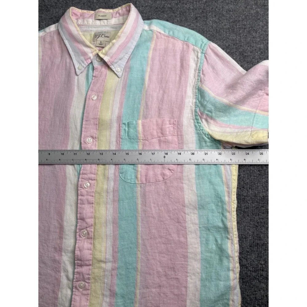 J.Crew Short Sleeve Shirt Mens L Pastel Multi Baird McNutt‎ Irish Linen BE546